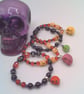 Beaded Halloween Stretch Bracelet with a Howlite Skull Centre, Halloween
