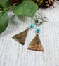 Earrings, Christmas Tree Copper & Turquoise Droppers - Hypoallergenic Ear Wires - Image 2