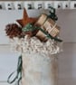 Handmade textile art rustic style hanging ice skate with little gifts - Image 3
