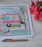 Happy Birthday Pink Caravan Flowers Life's A Pitch 3D Luxury Handmade Cards - Image 3