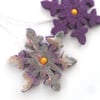 Purple Christmas snowflake ornament 100% wool , set of two