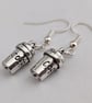 Takeaway coffee cup earrings, Tibetan silver, 3D - Image 1