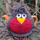Hand Knitted Robin Tea Cosy - 100% Wool - for small 2 cup teapot