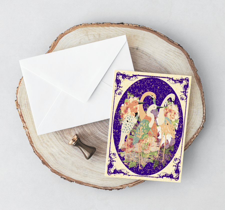 ROYAL PURPLE GREETING CARD for any occasion.  Card & Envelope. Blank Inside.