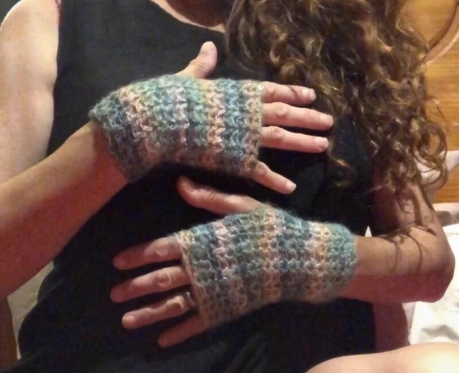 Hand crocheted fingerless gloves 