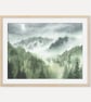 Misty Dreams Forest Wall Art, Foggy Pine Trees Mountain Print, Woodland Poster