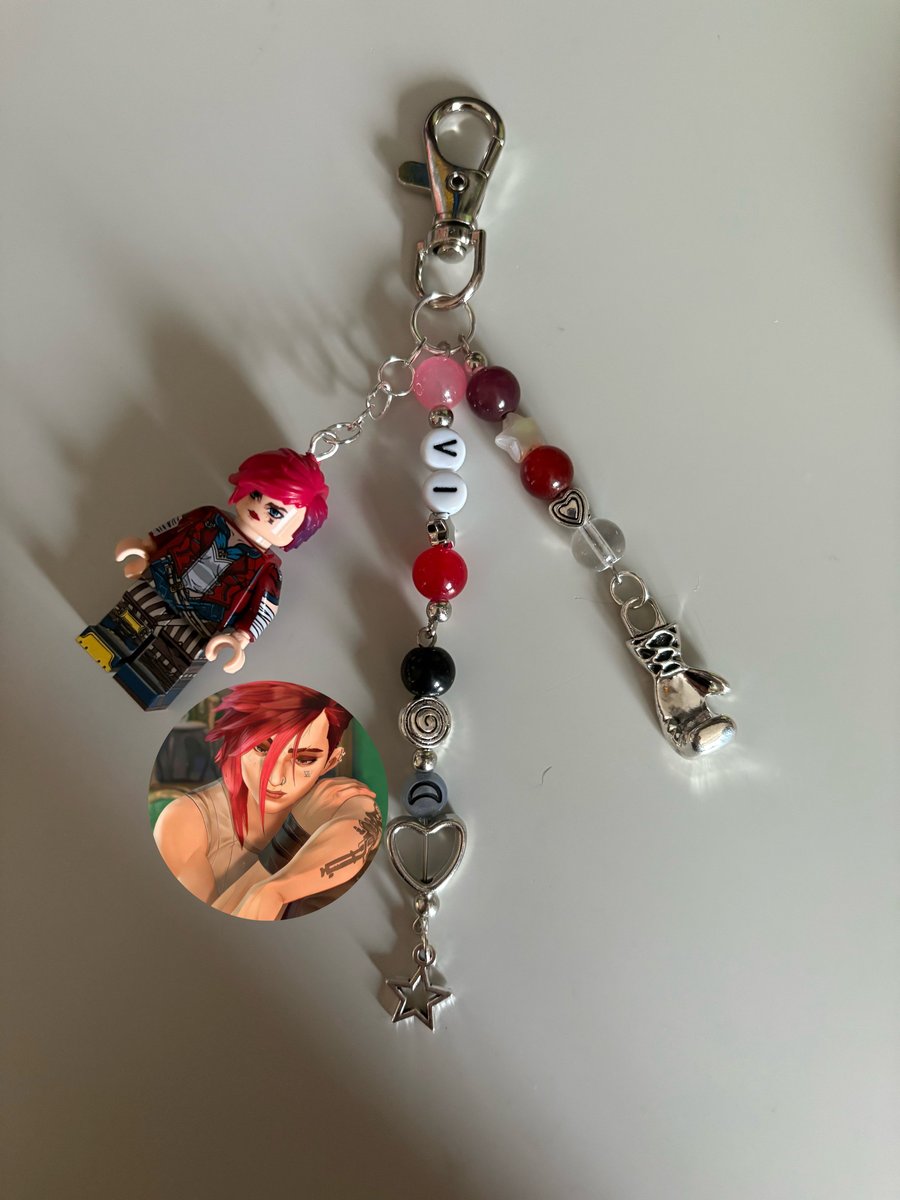 Vi Arcane and League of Legends inspired handmade minifigure keychain