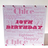 Typeography Style Personalised Birthday Card,Hand Finished Greeting Card