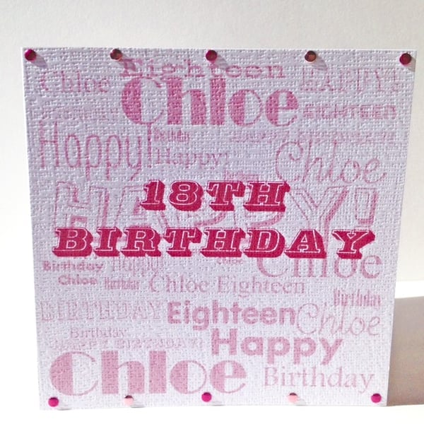 Typeography Style Personalised Birthday Card,Hand Finished Greeting Card