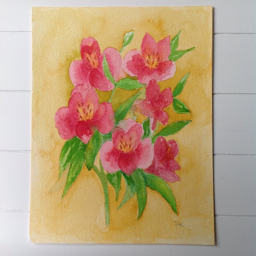 SALE! Alstroemeria flowers original watercolour