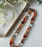 Autumn Beaded Phone Charm - Handmade Phone Wristlet - Amber, Gold, Crystal Beads