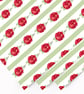 Hand Drawn Pink Rose & Green Striped Wallpaper, 1 12th Scale Dolls House A4  - Image 2
