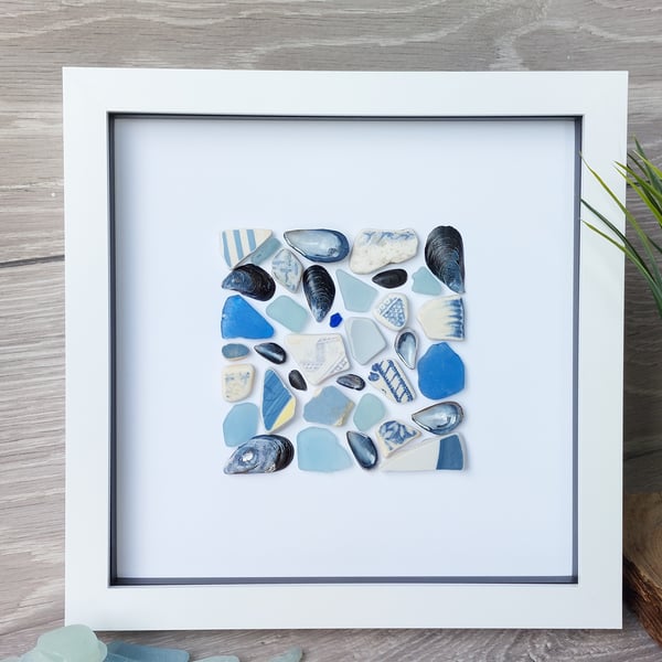 Ocean blues beachcombing art frame