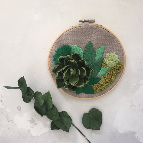 Paper Succulent Embroidered Garden