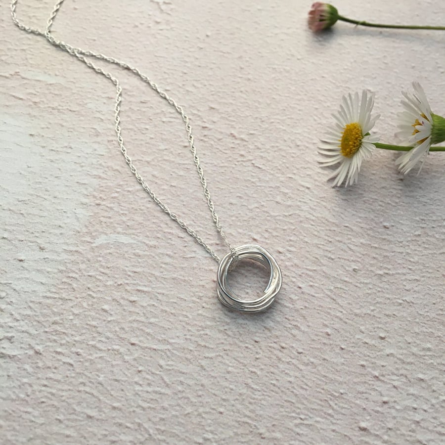 Silver lace imprinted Mini Wrap Pendant