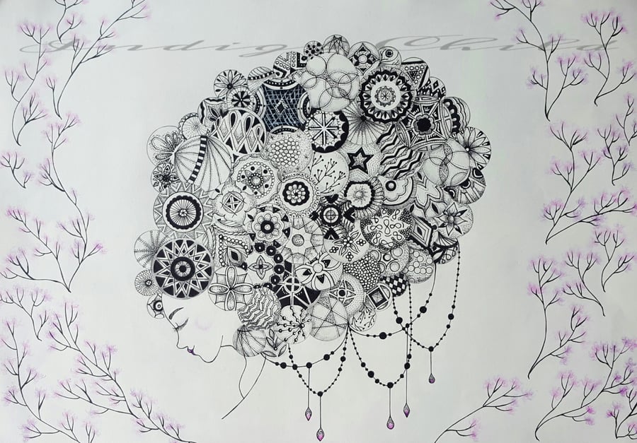 Art Drawing Mandala Hair Drawing