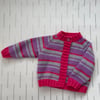 Pink, lilac and grey striped cardigan