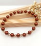 Stretch Bracelet - Dark Copper Preciosa Crystal Pearl Bracelet 