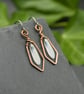 Hammered Copper Wire Earrings with Frosted White AB Dagger Beads - Image 5