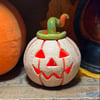Ceramic pumpkin light up decoration carved face Jack o lantern no2