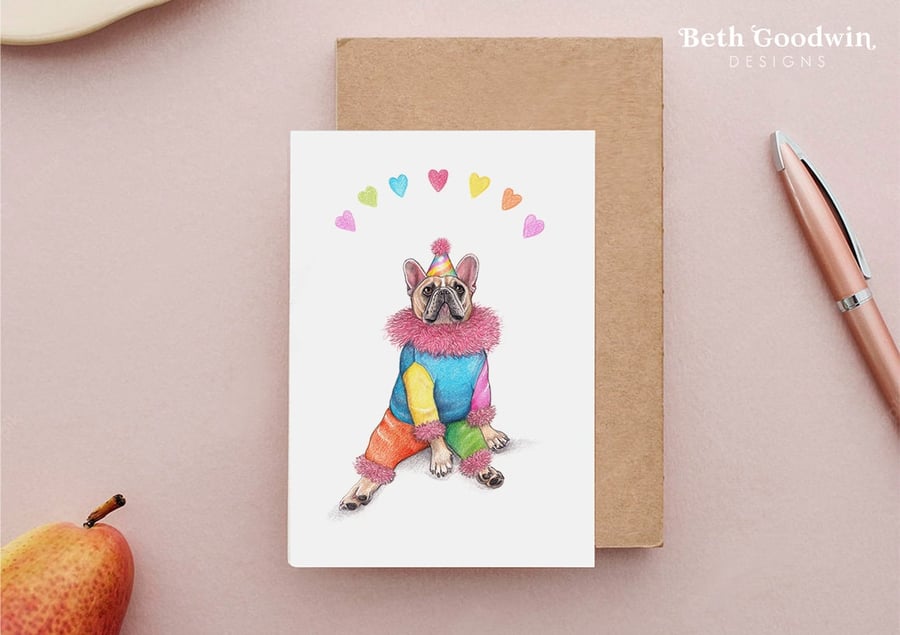French Bulldog Love Card - Frenchie Birthday Card, French Bulldog Gifts