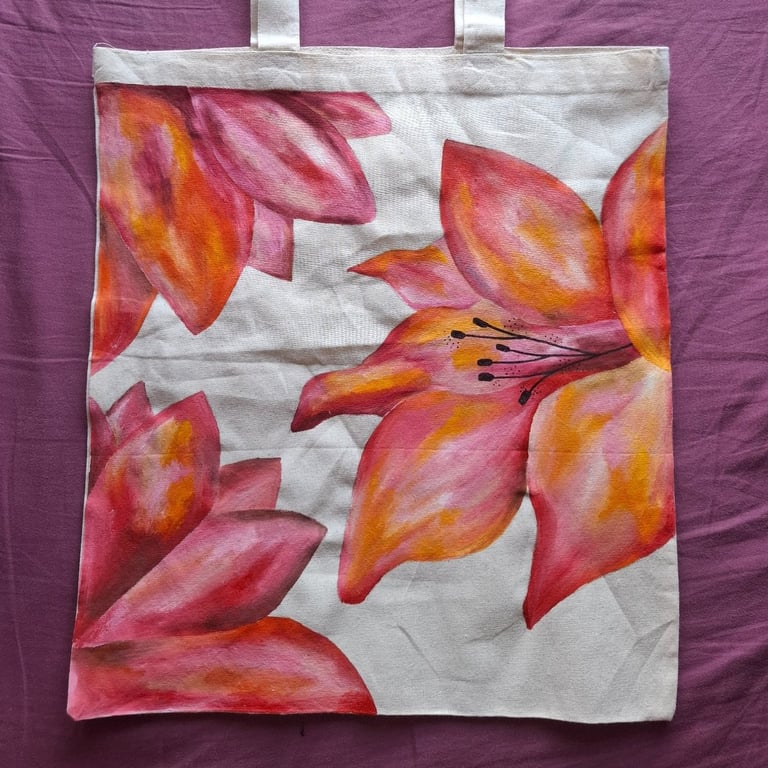 Hand-painted Floral Tote Bag