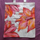 Hand-painted Floral Tote Bag