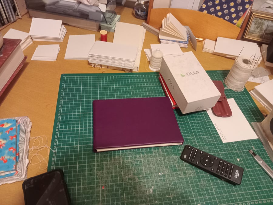 A5 landscape sketchbook purple leather and budget watercolour paper 