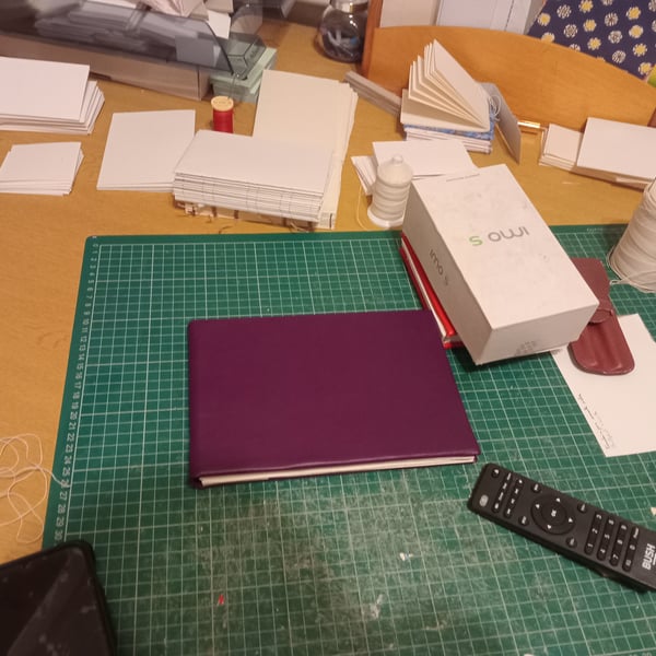 A5 landscape sketchbook purple leather and budget watercolour paper 