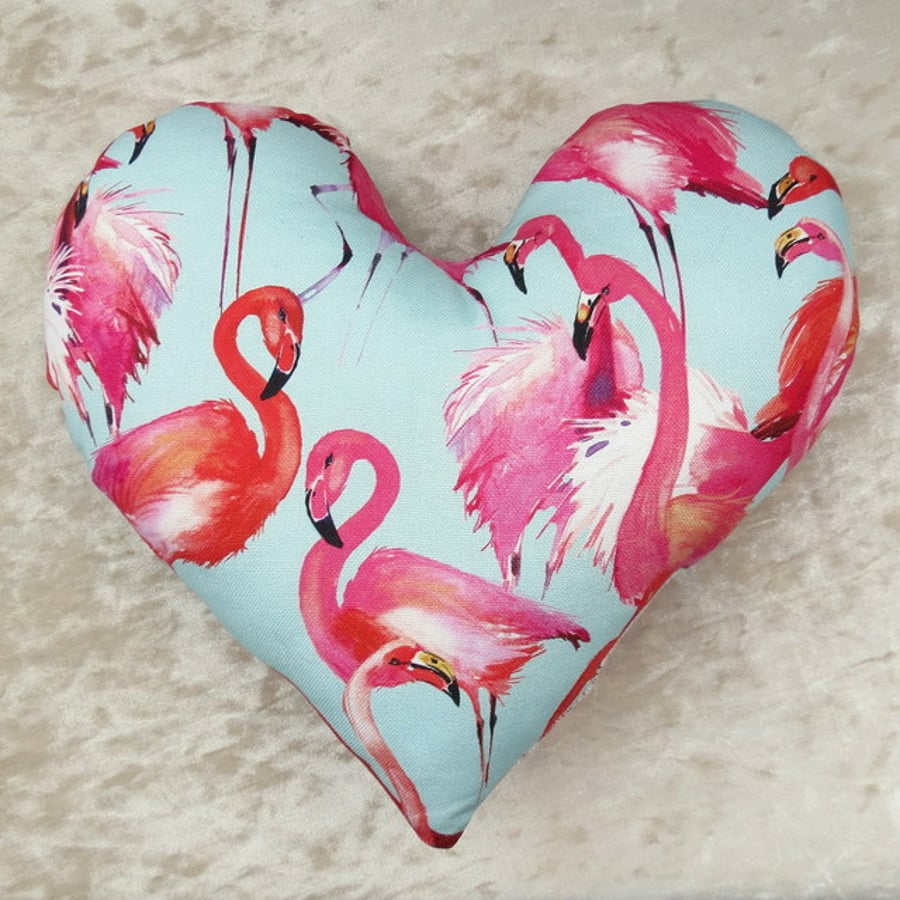 Breast cancer pillow.  A heart pillow with a flamingo design.  Mastectomy gift.