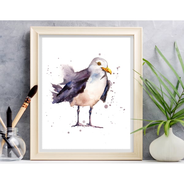 Watercolour SEAGULL Art Print - feeling nautical