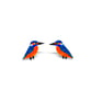 Kingfisher Stud Earrings - Handpainted - Bird Earrings