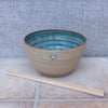 Pair of noodle or rice bowls hand thrown in stoneware pottery ceramic