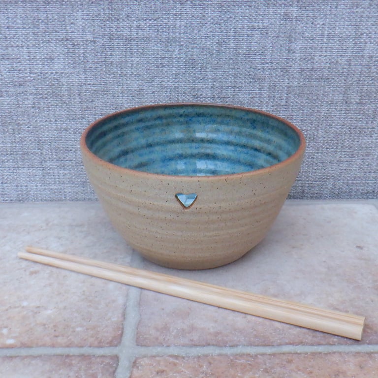 Noodle or rice serving bowl wheel thrown in stoneware pottery handmade 