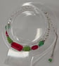 Handmade Red & Green Bead Chain Bracelet – Festive Contemporary Style