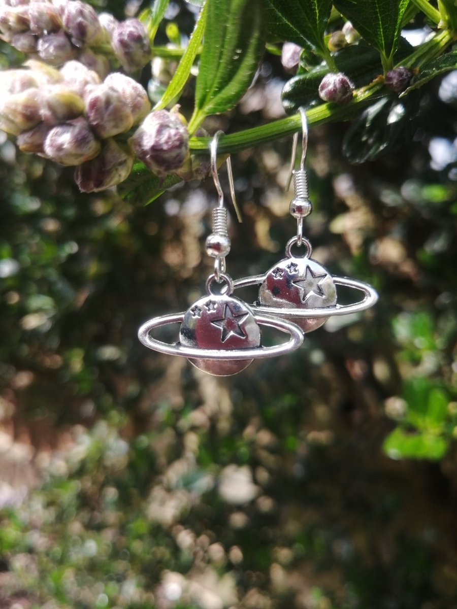 Planet saturn drop earings 