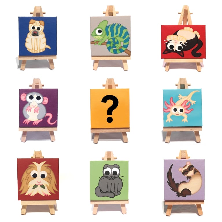 Custom Cute Animal Painting - mini personalised pet or animal art - unique gift