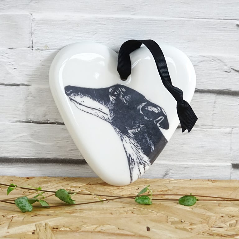 Sighthound Heart Decoration - Christmas, dog dad, greyhound, lurcher, dog mum