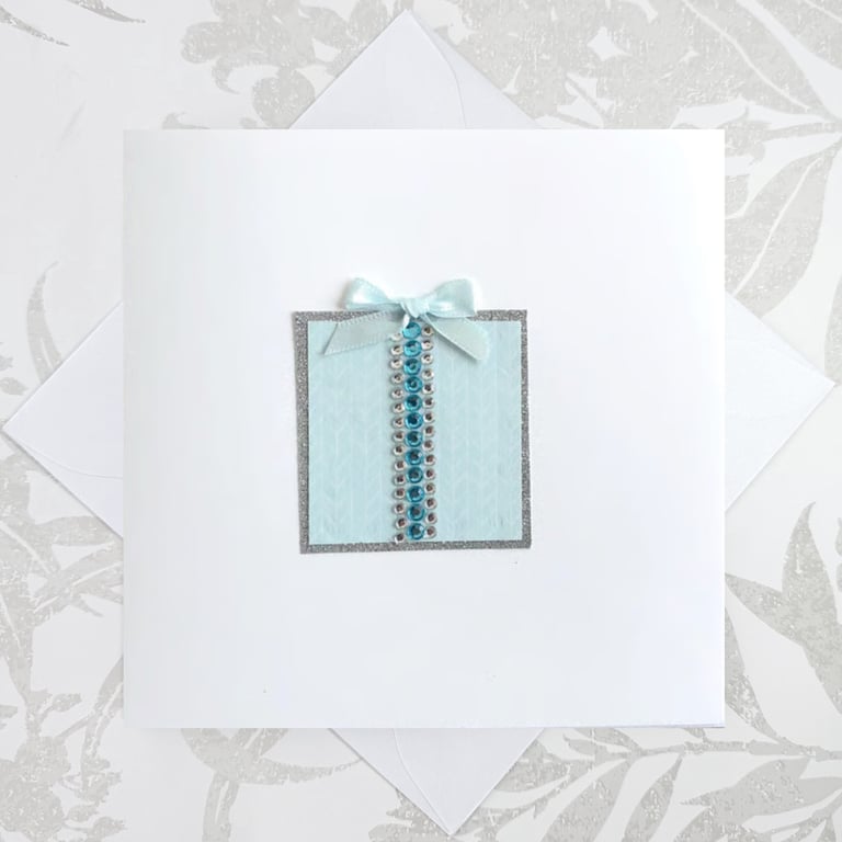 Handmade birthday card - faux sapphire jewels diamonds, birthday gift design