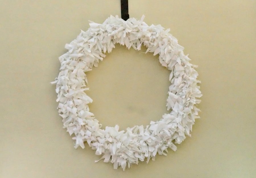 White Denim Fabric Wreath