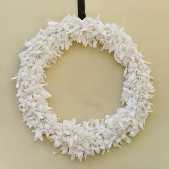 White Denim Fabric Wreath