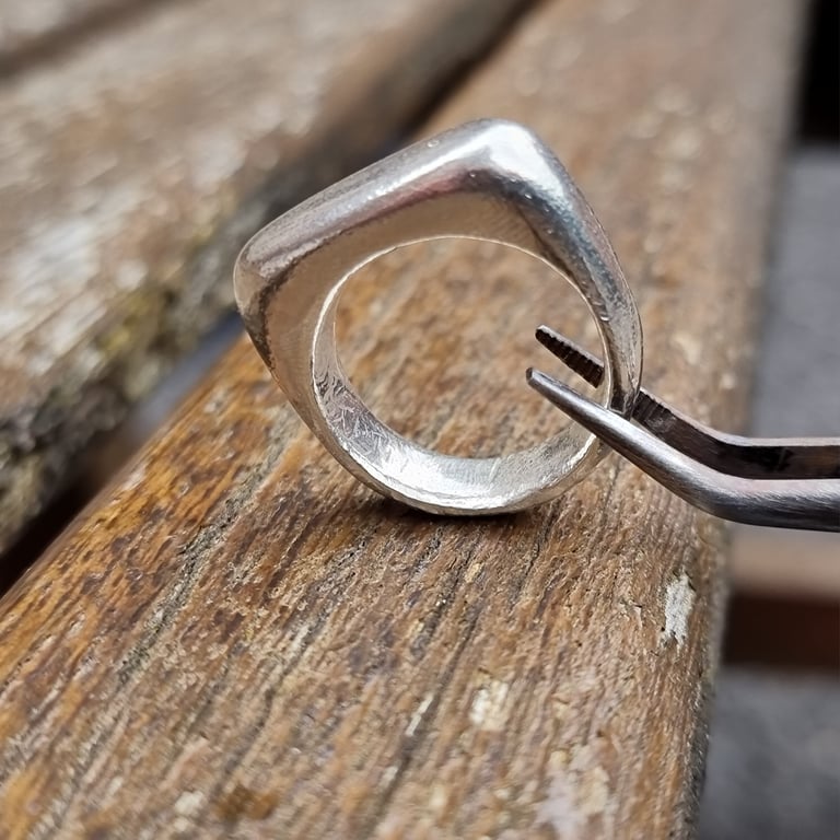 Chunky rectangular sterling silver signet ring 