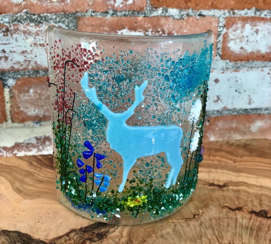 Stag fused glass art, glass decoration, Mother’s Day, nature