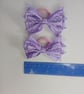 Set of 2 Purple Ribbon Bows on Hair Elastic – Layered Polka Dot Hair band - Image 5