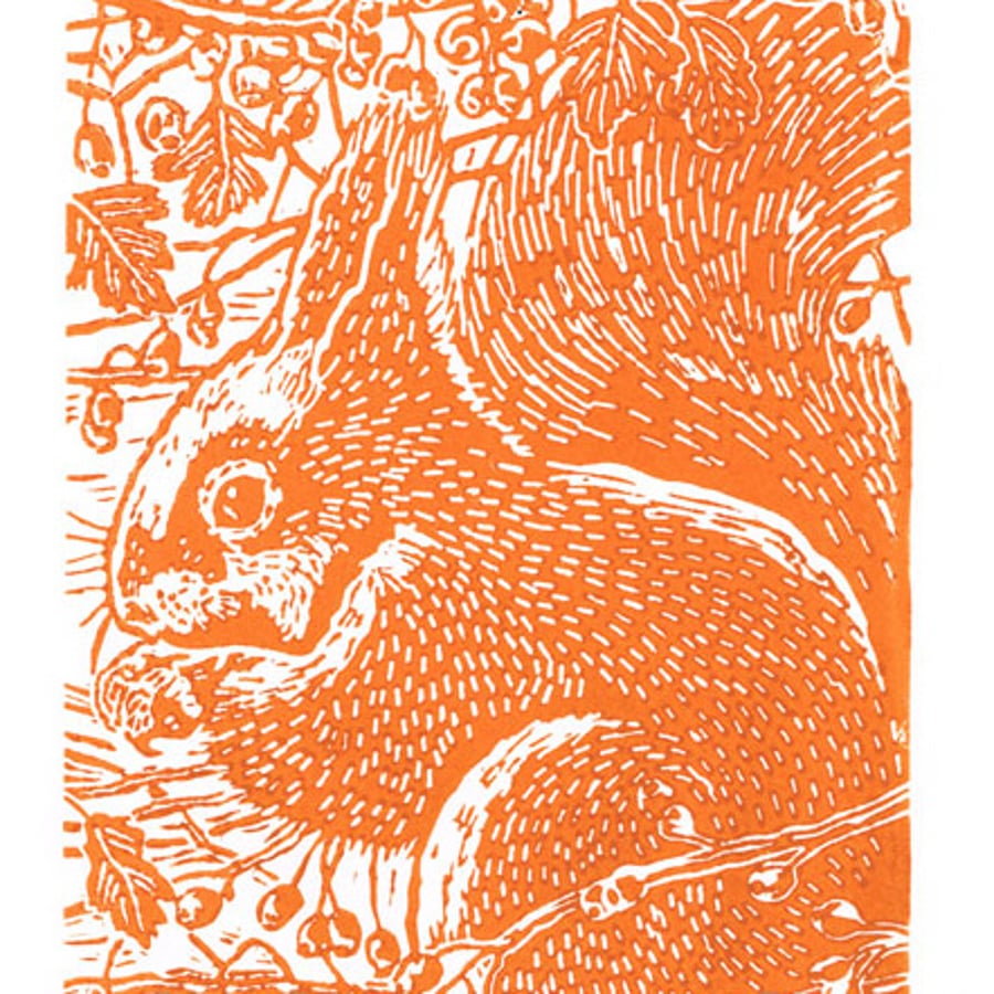 Squirrel in the Hawthorn - Original Hand Pulled... - Folksy