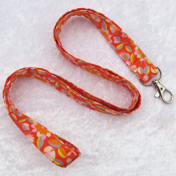 Liberty Tana Lawn lanyard, with swivel lobster clip, retro, organic