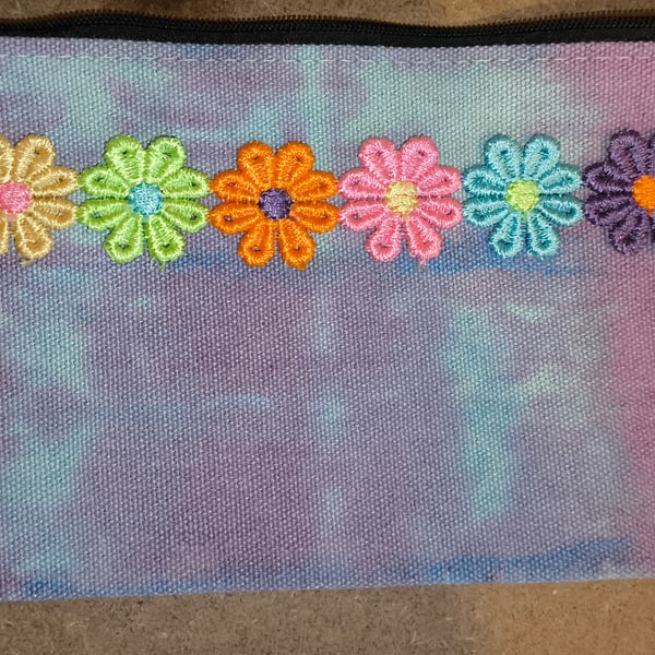Small pink purple and blue zipper pouch 