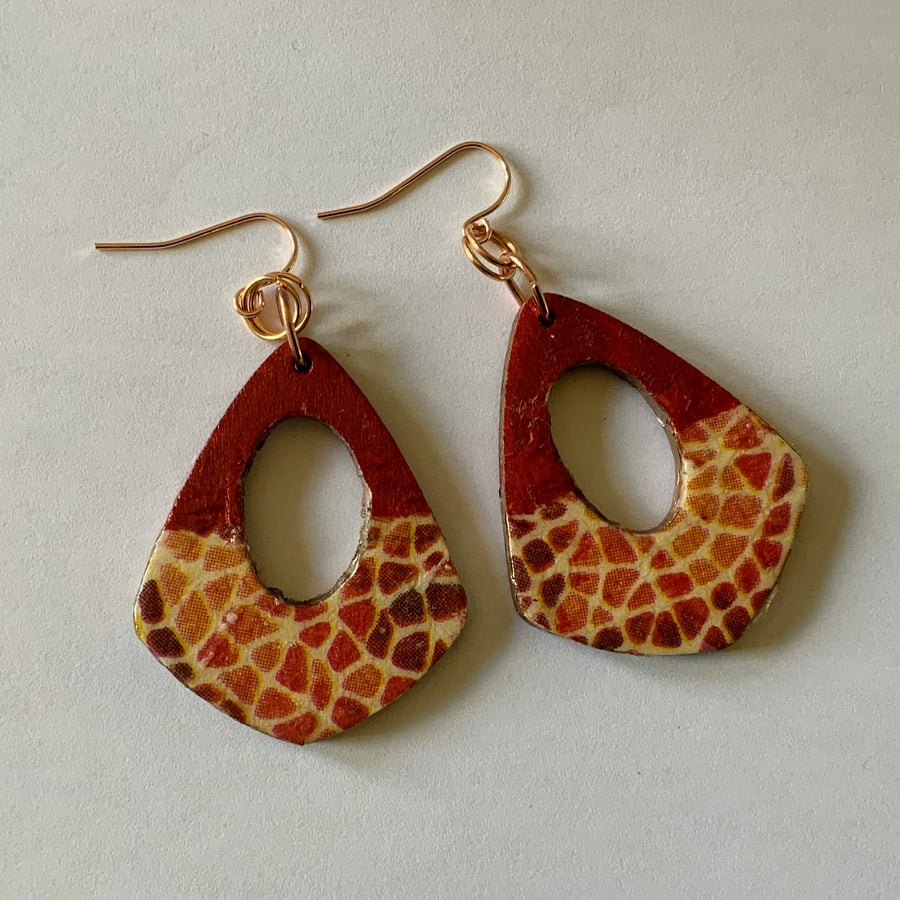Geometric wood earrings