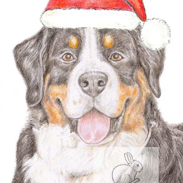 Loki the Bernese Mountain Dog - Christmas Hat Card