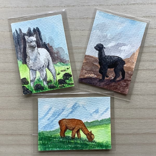 Bundle of Alpaca hand painted aceo’s